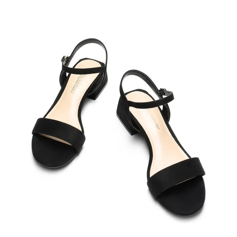 Open Toe Ankle Strap Low Heel Sandals