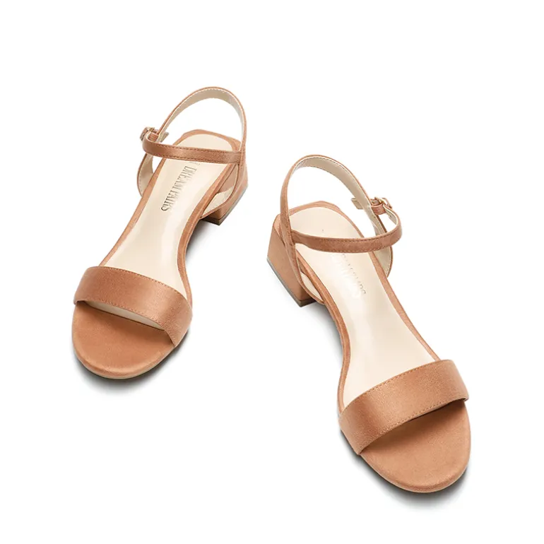 Open Toe Ankle Strap Low Heel Sandals