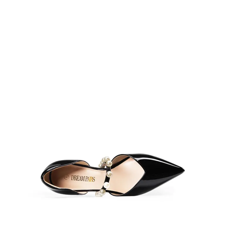 Pearl Straps Pointed Toe Stiletto Heel Pumps