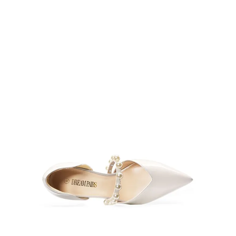 Pearl Straps Pointed Toe Stiletto Heel Pumps