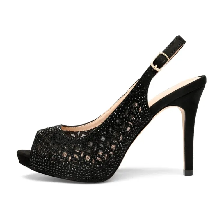 Peep Toe Rhinestone Pumps