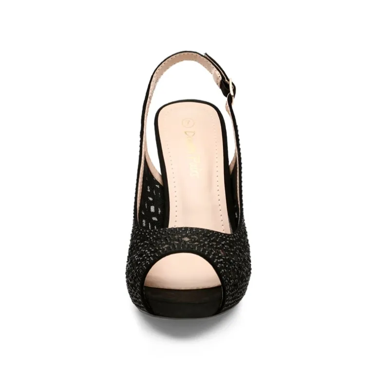Peep Toe Rhinestone Pumps