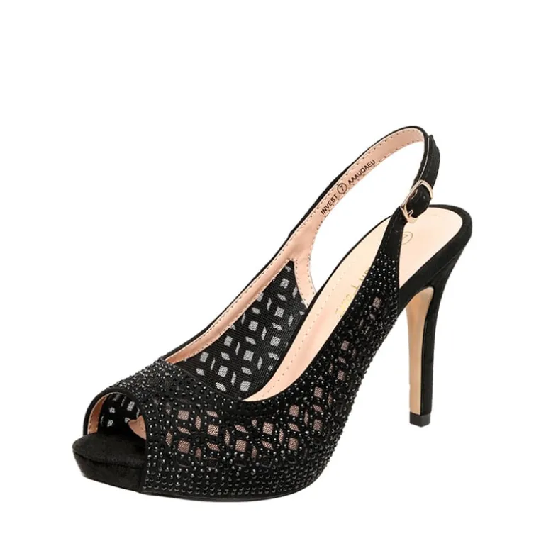 Peep Toe Rhinestone Pumps