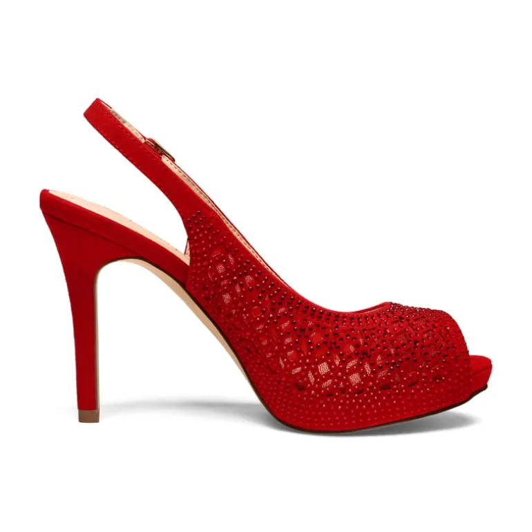 Peep Toe Rhinestone Pumps