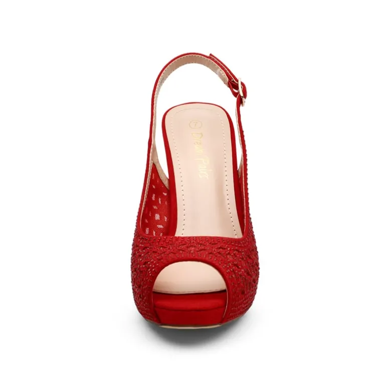 Peep Toe Rhinestone Pumps