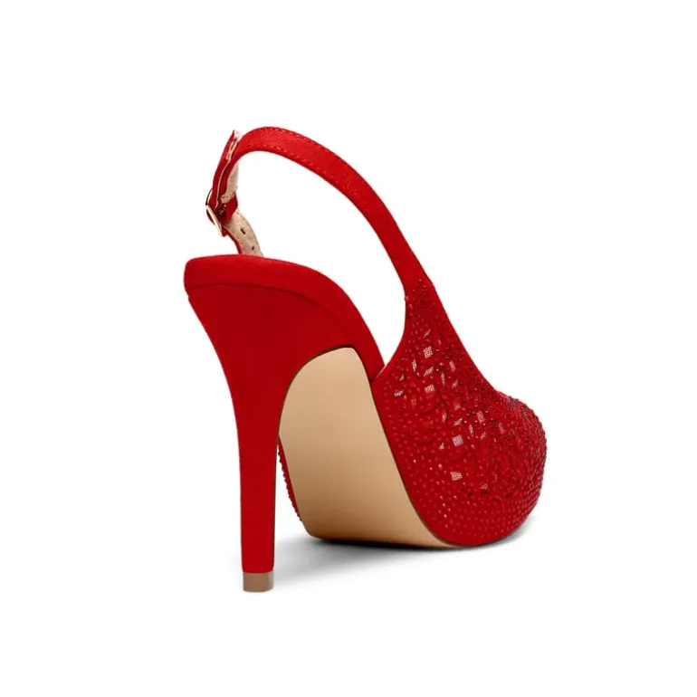 Peep Toe Rhinestone Pumps