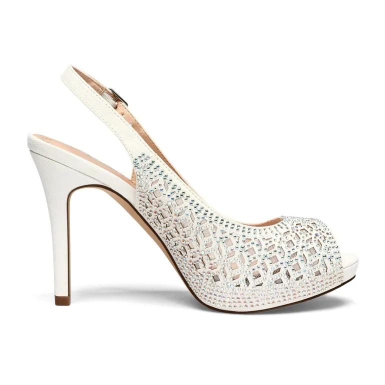 Peep Toe Rhinestone Pumps