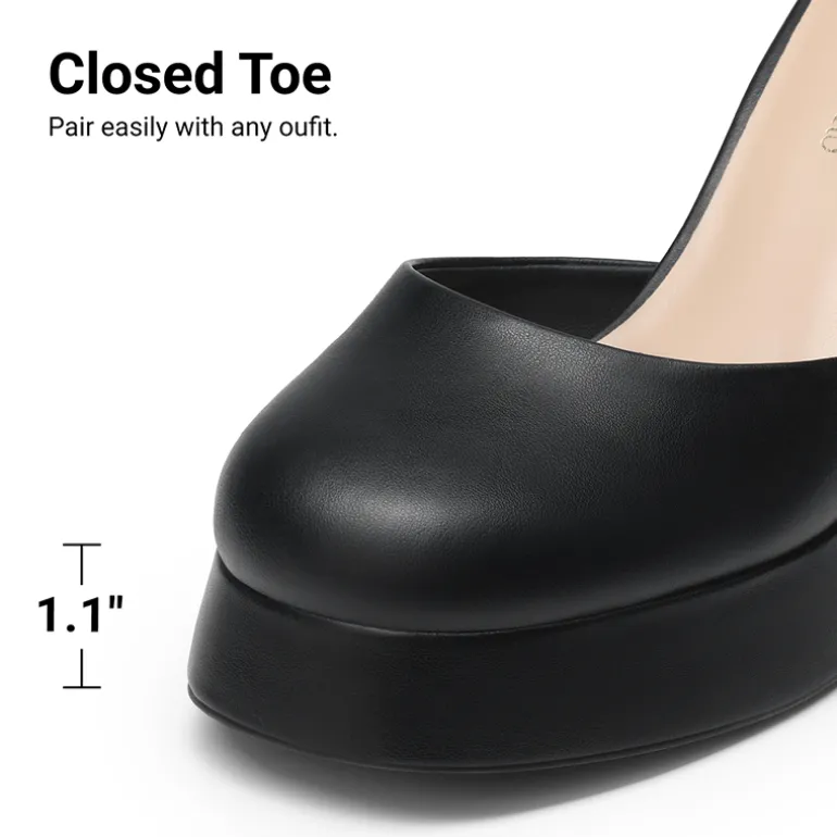 Platform Ankle Strap Chunky Pumps