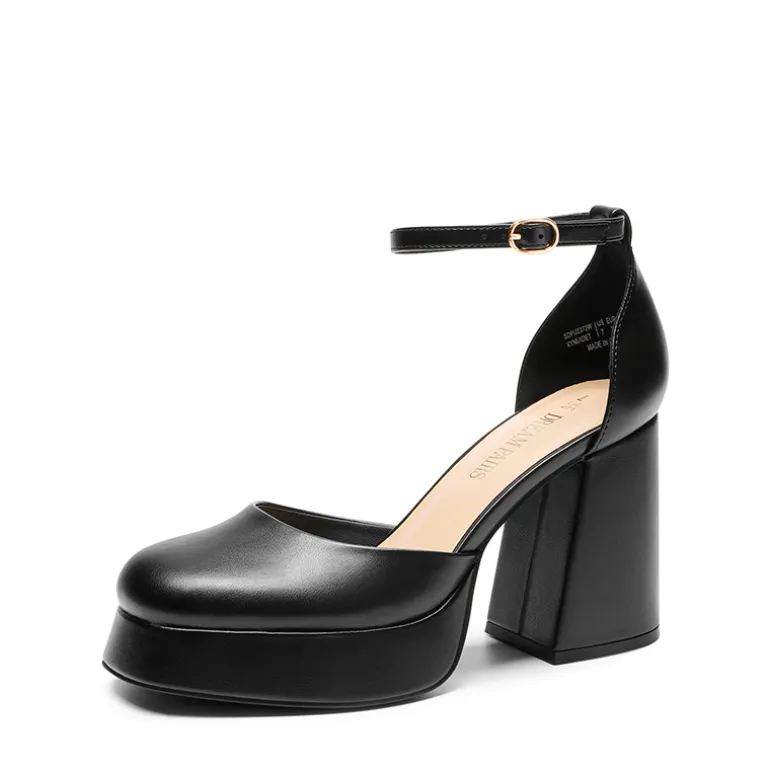 Platform Ankle Strap Chunky Pumps