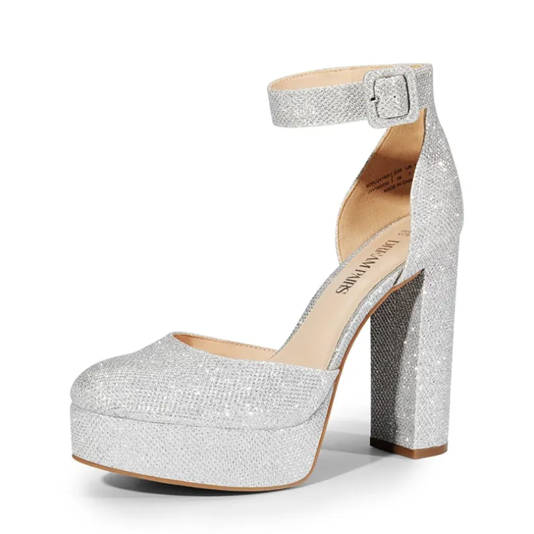 Platform Ankle Strap High Heel Pumps