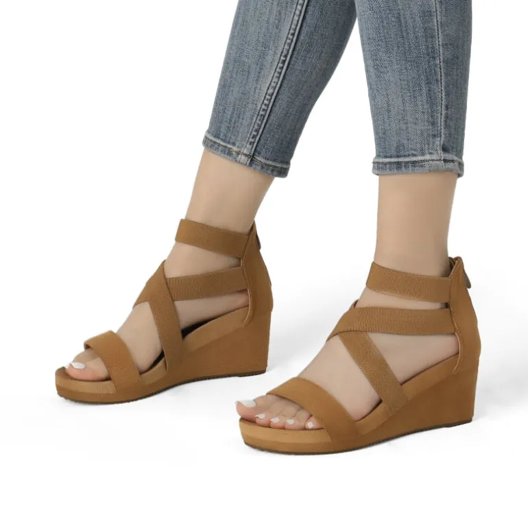 Platform Elastic Wedge Sandals