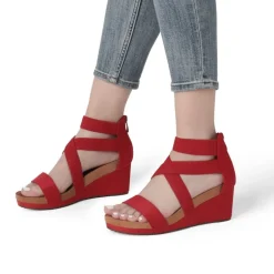 Platform Elastic Wedge Sandals