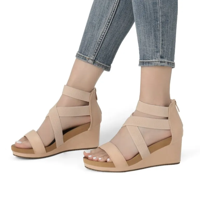Platform Elastic Wedge Sandals