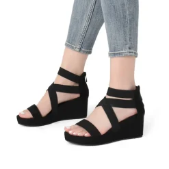 Platform Elastic Wedge Sandals