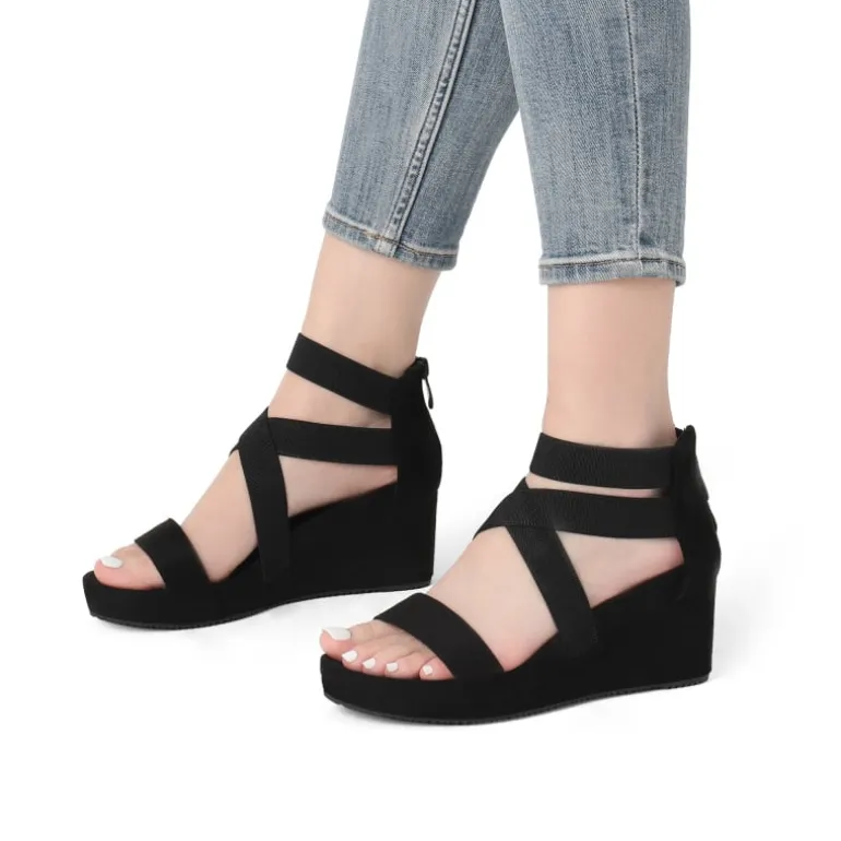 Platform Elastic Wedge Sandals