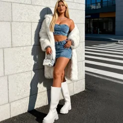 Platform Lug Sole Knee High Boots