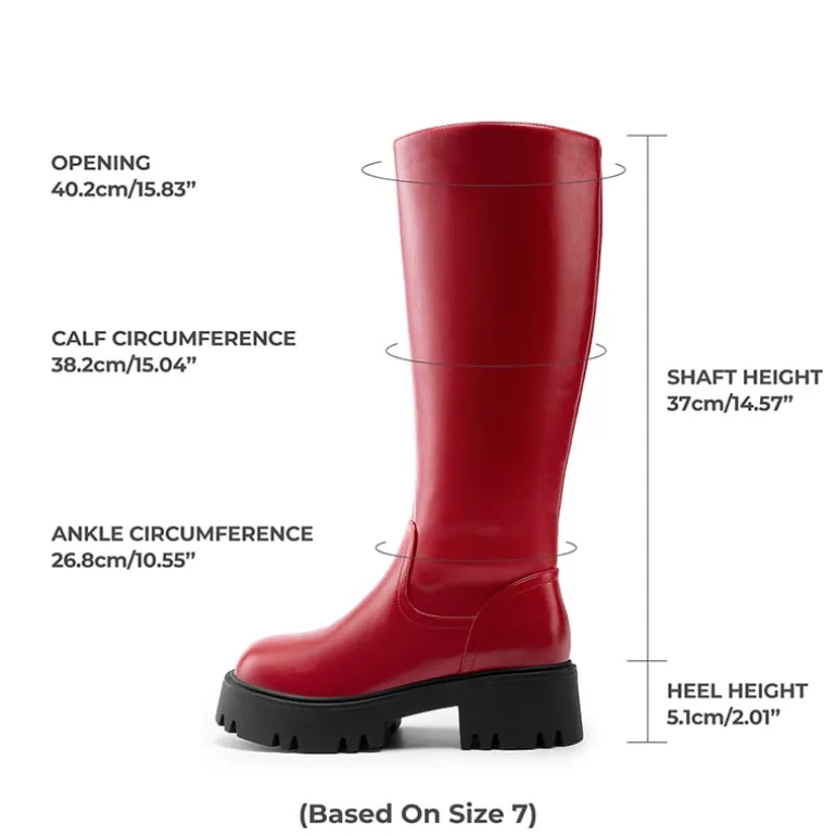 Platform Lug Sole Knee High Boots