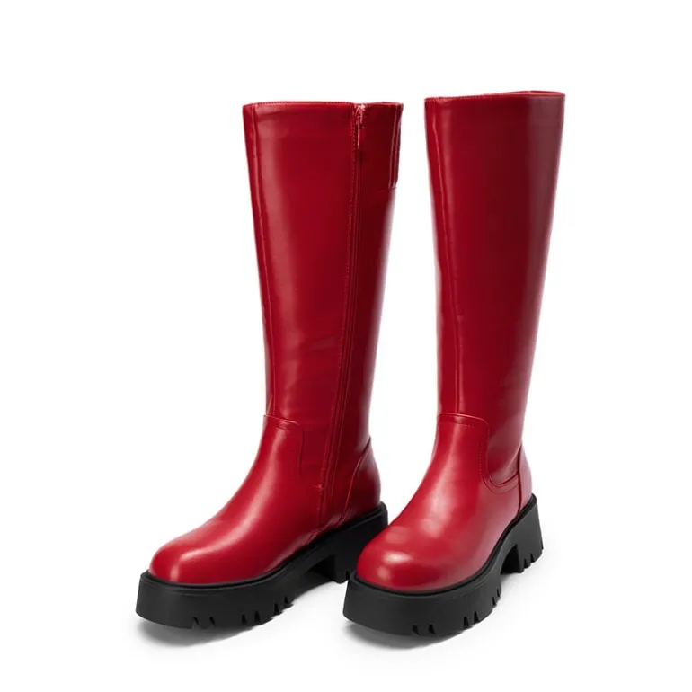 Platform Lug Sole Knee High Boots