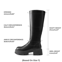 Platform Lug Sole Knee High Boots