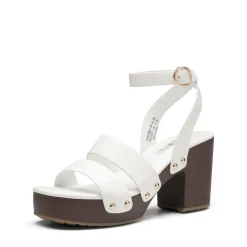 Platform Wood Grain Pattern Heel Sandals