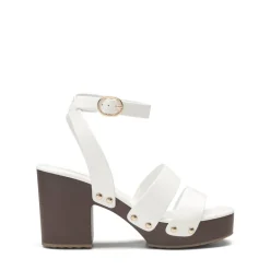 Platform Wood Grain Pattern Heel Sandals