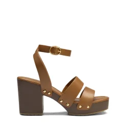 Platform Wood Grain Pattern Heel Sandals