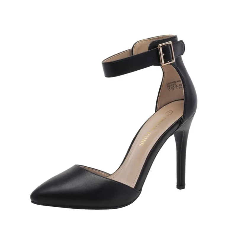 Pointed Toe Ankle Strap Stiletto Pumps