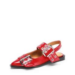 Pointed-toe Buckle Slingback Flats