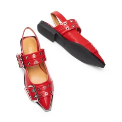 Pointed-toe Buckle Slingback Flats