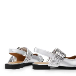 Pointed-toe Buckle Slingback Flats