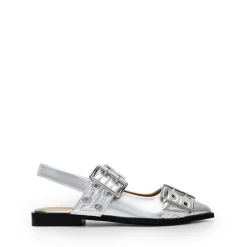 Pointed-toe Buckle Slingback Flats