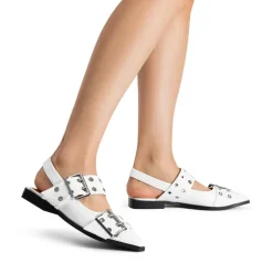 Pointed-toe Buckle Slingback Flats