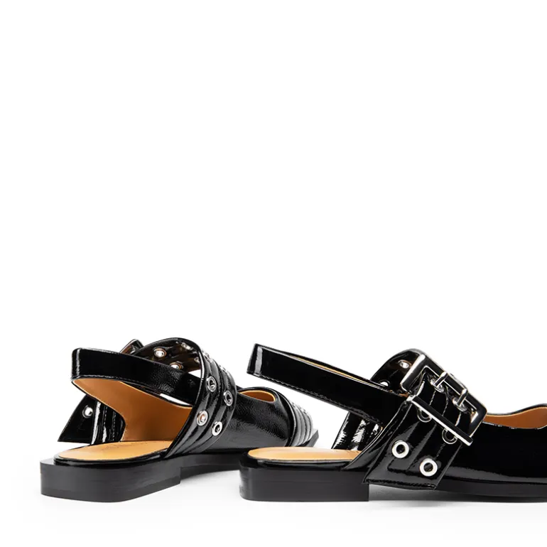 Pointed-toe Buckle Slingback Flats