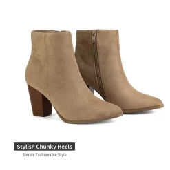 Pointed Toe Chunky Heel Ankle Boots