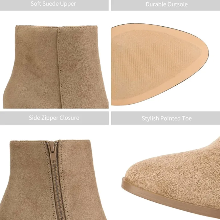 Pointed Toe Chunky Heel Ankle Boots