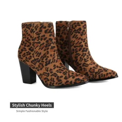 Pointed Toe Chunky Heel Ankle Boots