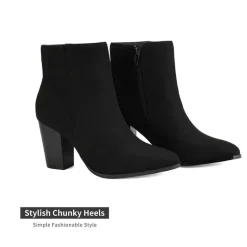 Pointed Toe Chunky Heel Ankle Boots