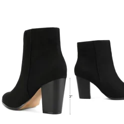 Pointed Toe Chunky Heel Ankle Boots