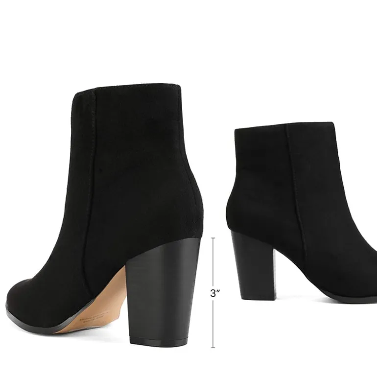 Pointed Toe Chunky Heel Ankle Boots