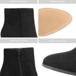 Pointed Toe Chunky Heel Ankle Boots