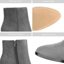 Pointed Toe Chunky Heel Ankle Boots
