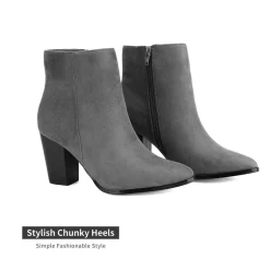 Pointed Toe Chunky Heel Ankle Boots