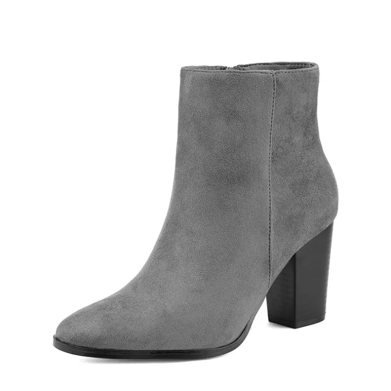 Pointed Toe Chunky Heel Ankle Boots