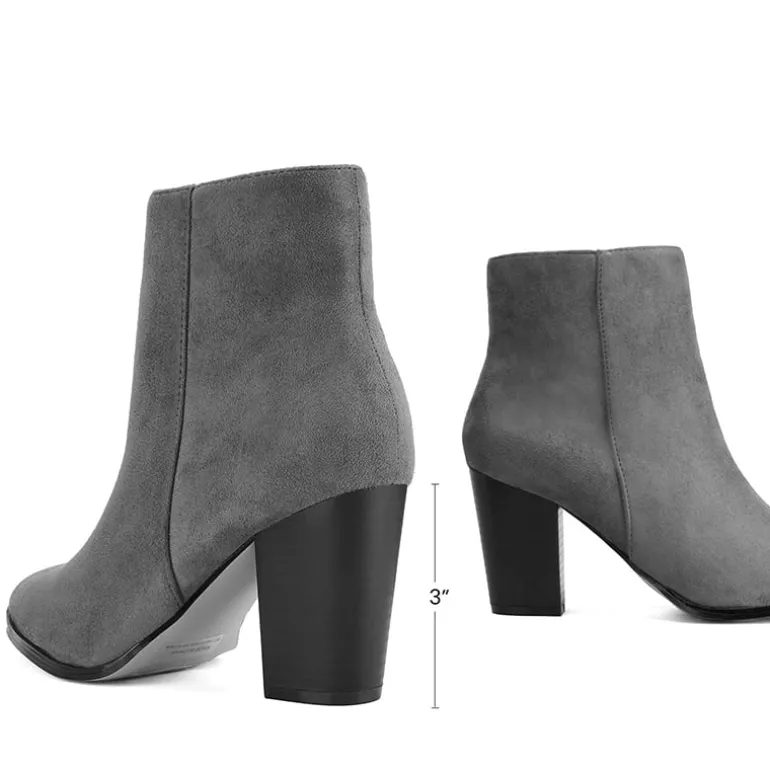 Pointed Toe Chunky Heel Ankle Boots