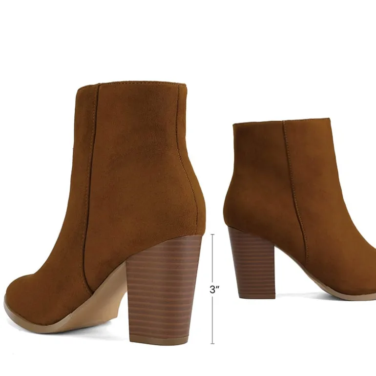 Pointed Toe Chunky Heel Ankle Boots