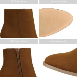 Pointed Toe Chunky Heel Ankle Boots