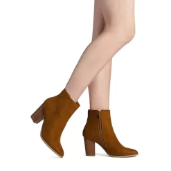 Pointed Toe Chunky Heel Ankle Boots