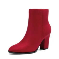 Pointed Toe Chunky Heel Ankle Boots