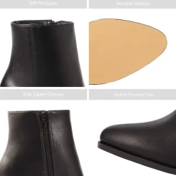 Pointed Toe Chunky Heel Ankle Boots