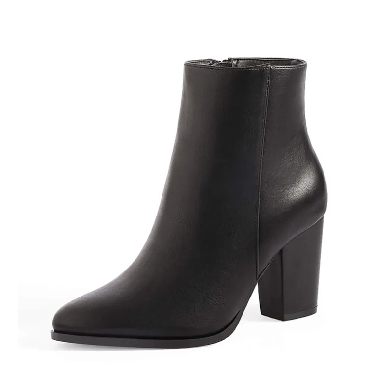 Pointed Toe Chunky Heel Ankle Boots